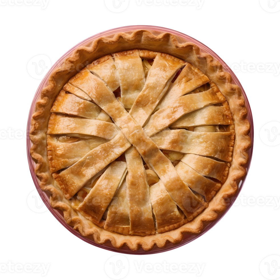 AI generated Transparent background surrounds sweet round apple pie isolated png