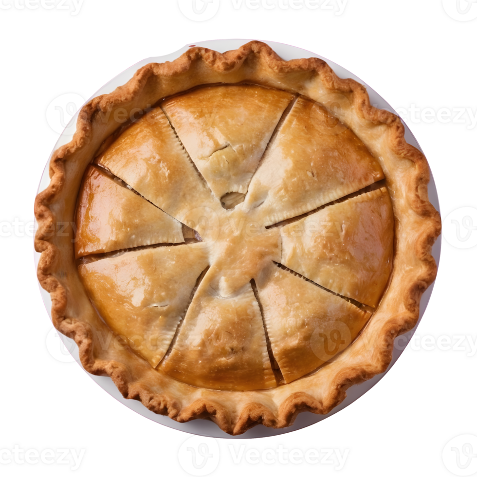 AI generated Transparent background surrounds sweet round apple pie isolated png