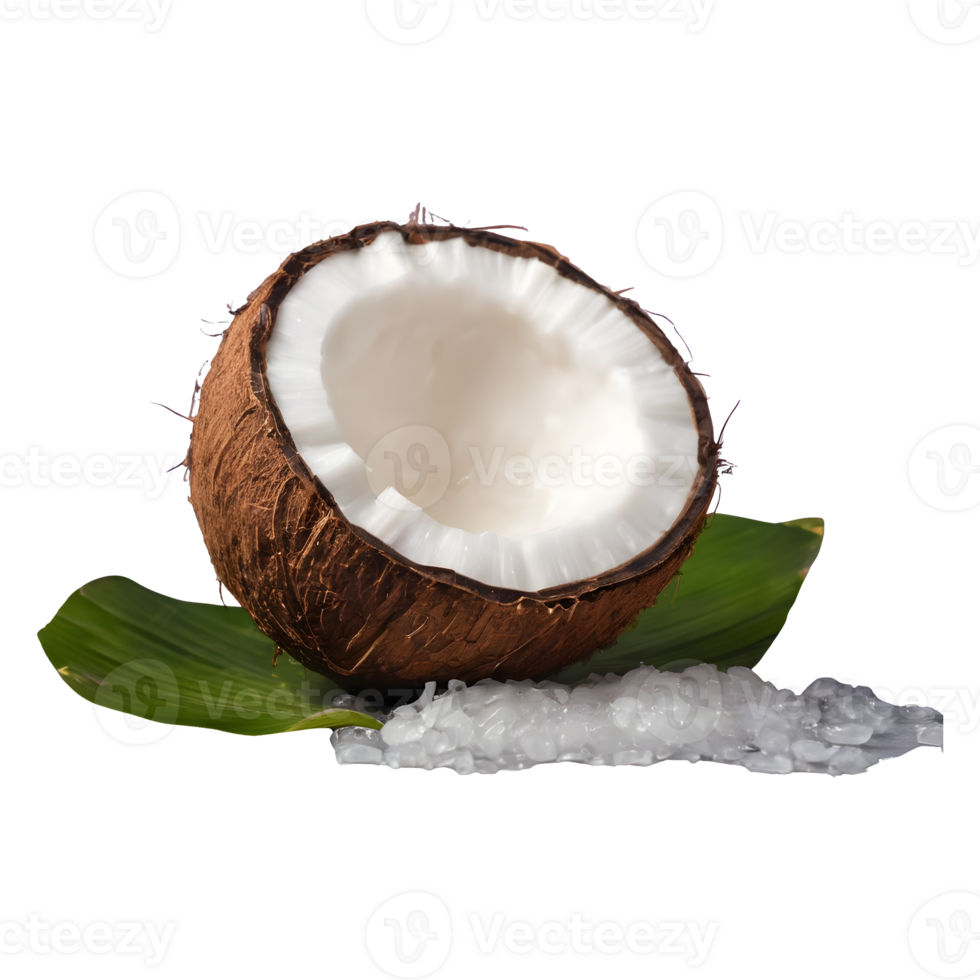 AI generated Fresh coconut and milk on a transparent background isolated png