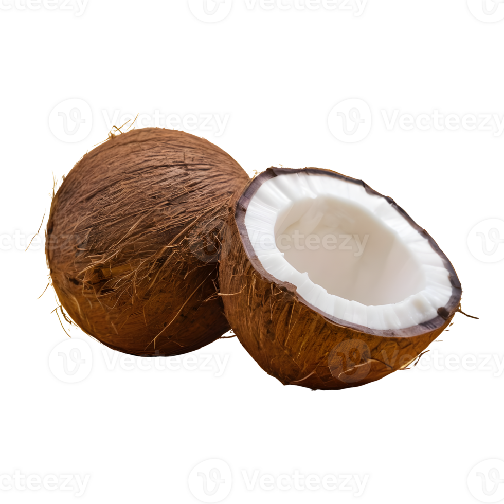 AI generated Fresh coconut and milk on a transparent background isolated png