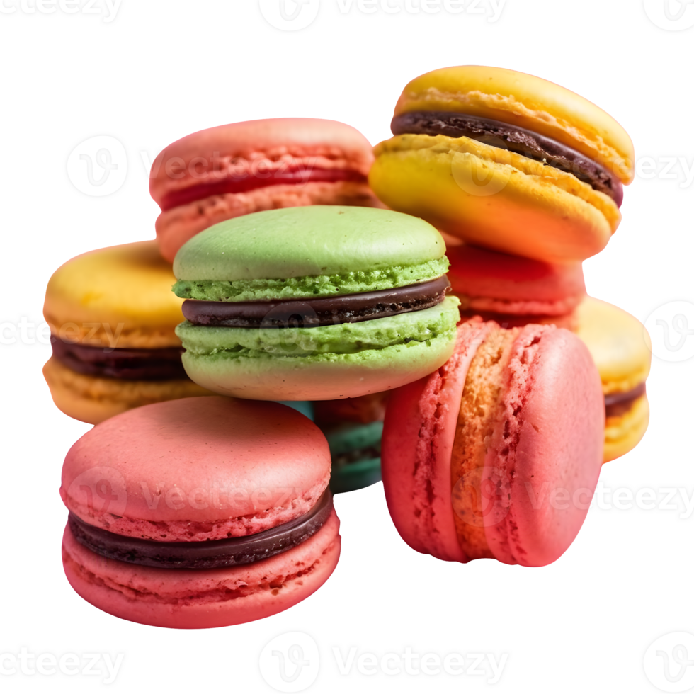 AI generated Vibrant macaroons on transparent background isolated png
