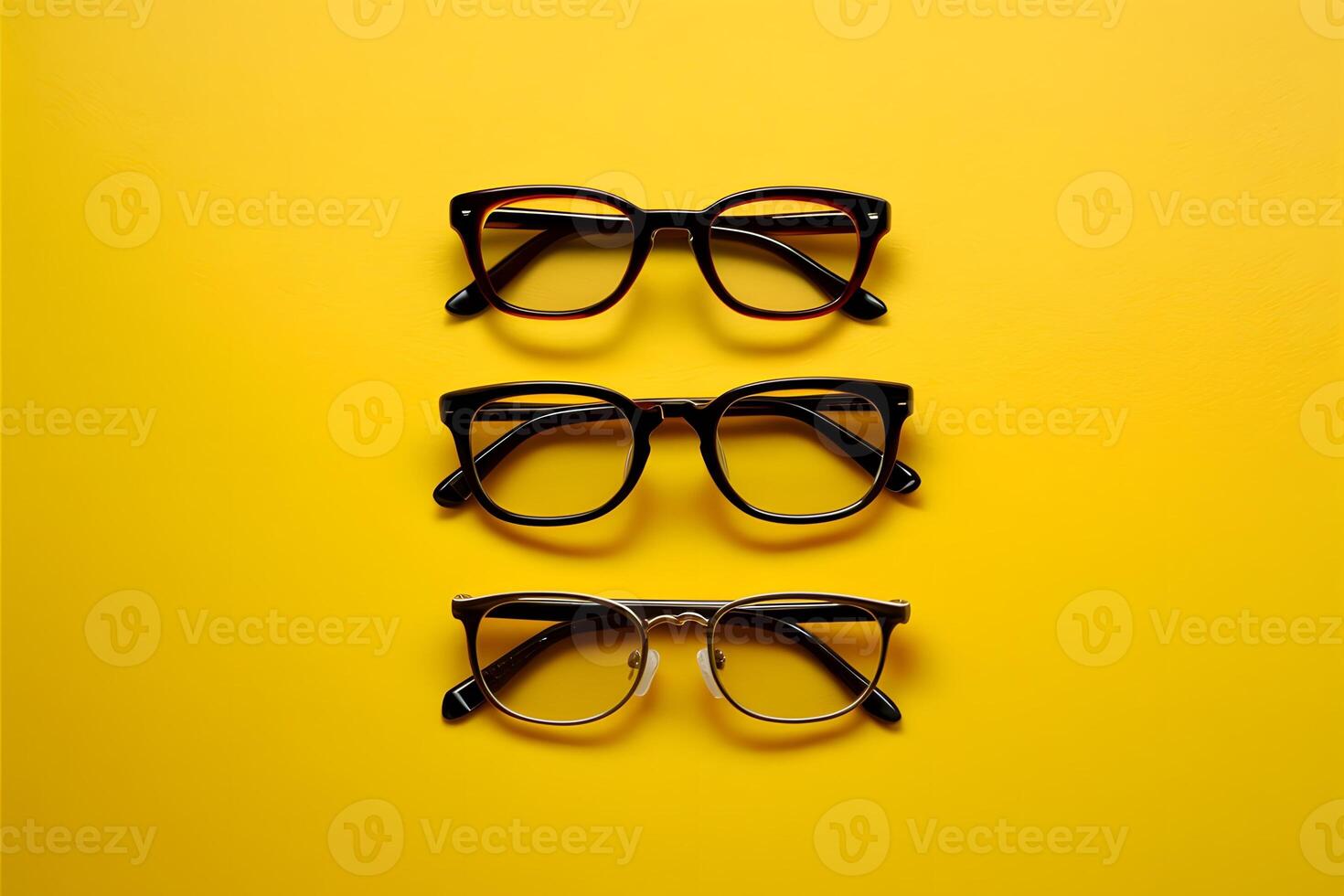 AI generated Isolated eyeglasses on yellow background, optical accessory photo