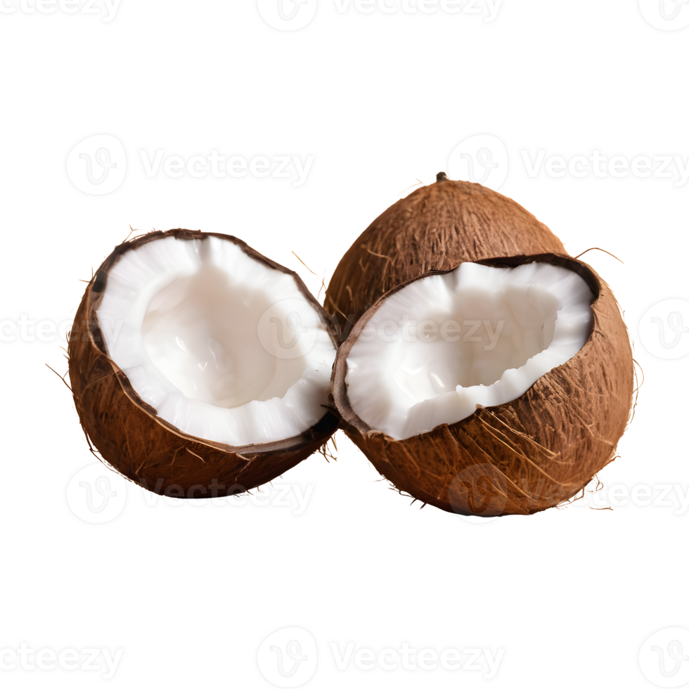 AI generated Fresh coconut and milk on a transparent background isolated png