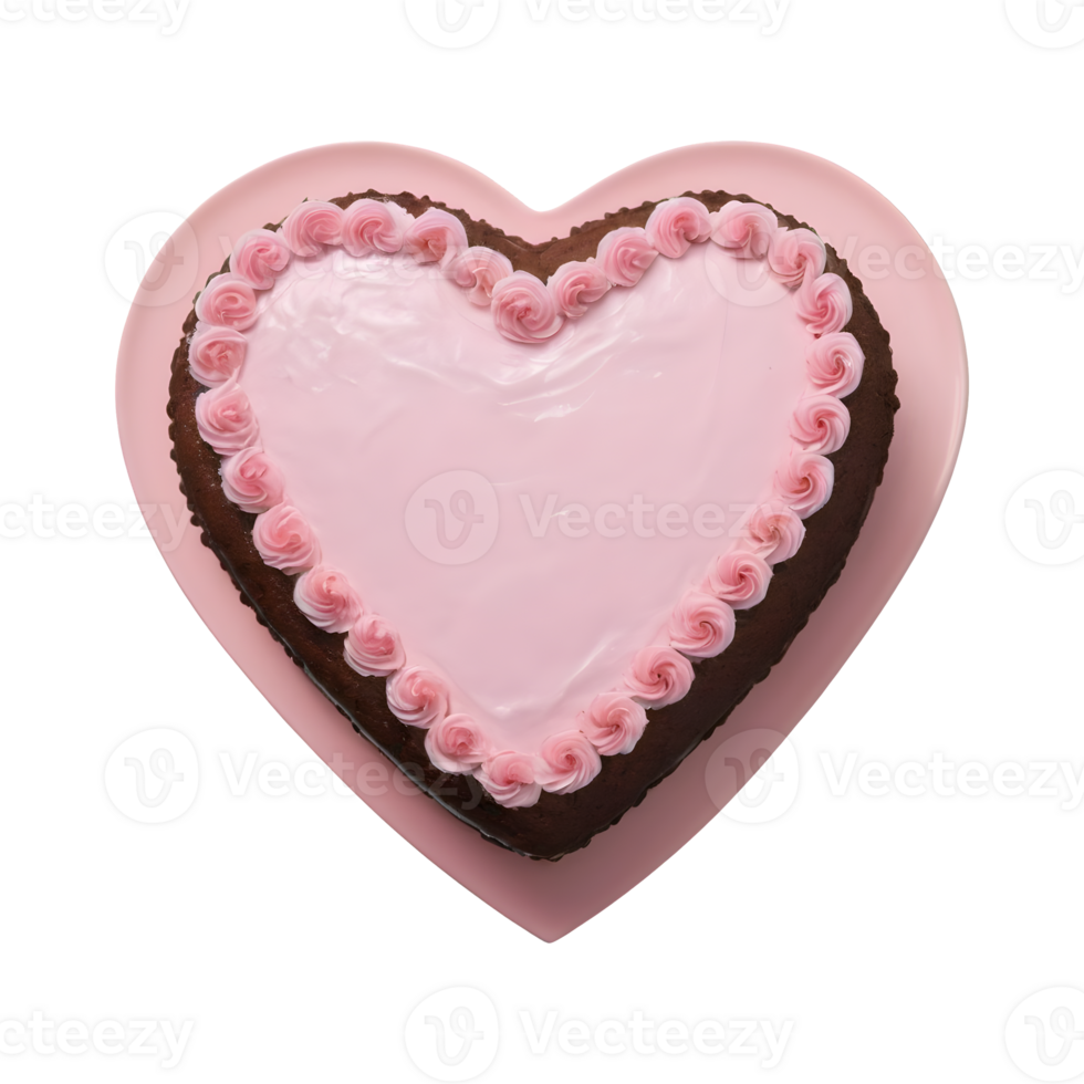AI generated Transparent background showcases isolated top view of heart shaped cake png