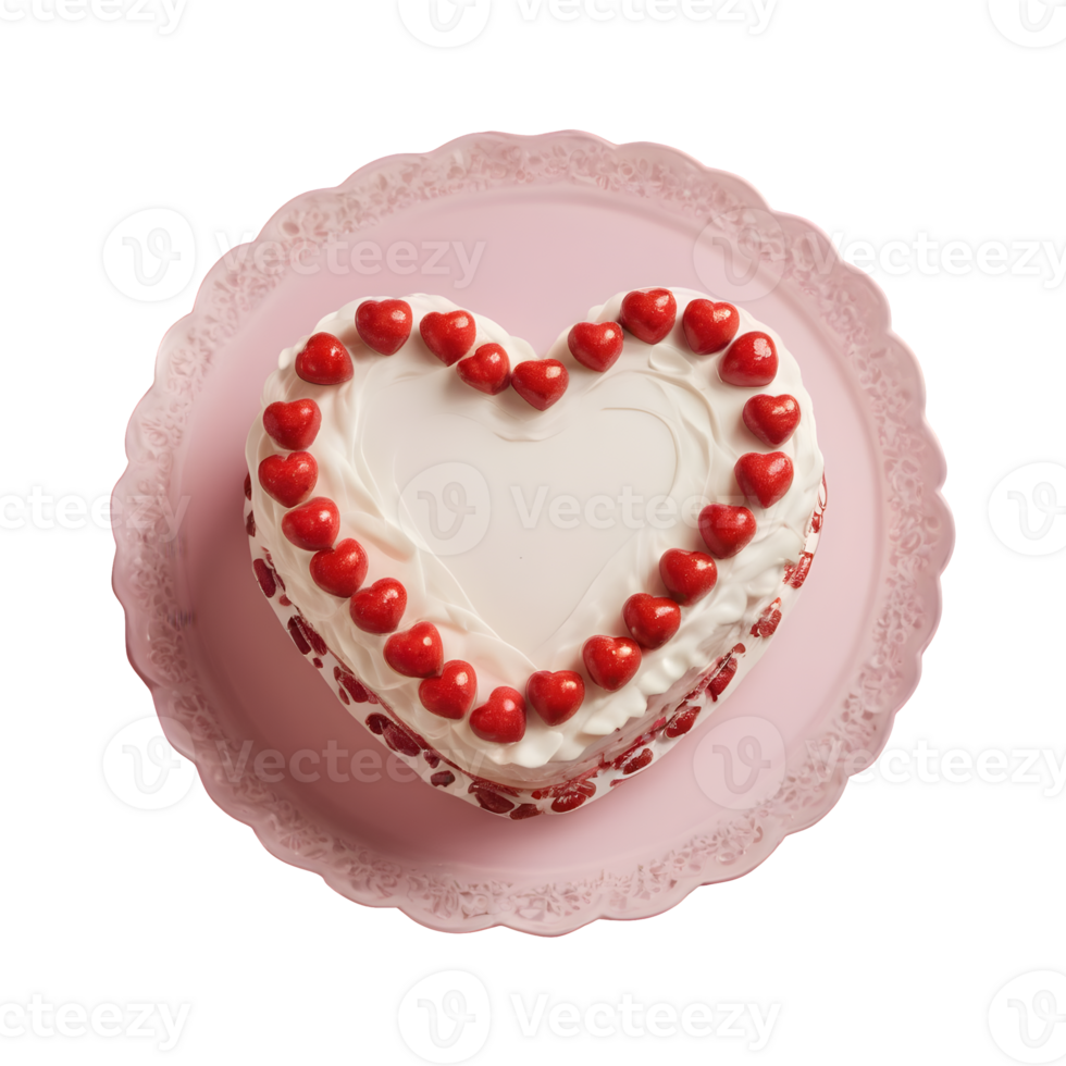 AI generated Transparent background showcases isolated top view of heart shaped cake png