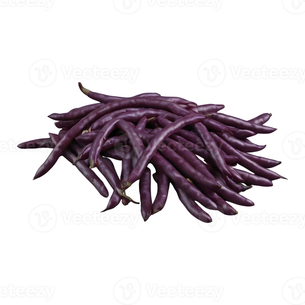 AI generated Purple string beans grouped alone on a transparent background isolated png