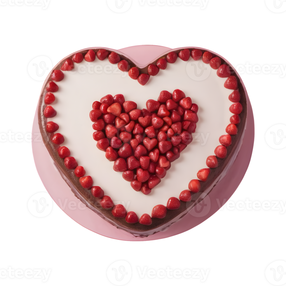 AI generated Transparent background showcases isolated top view of heart shaped cake png