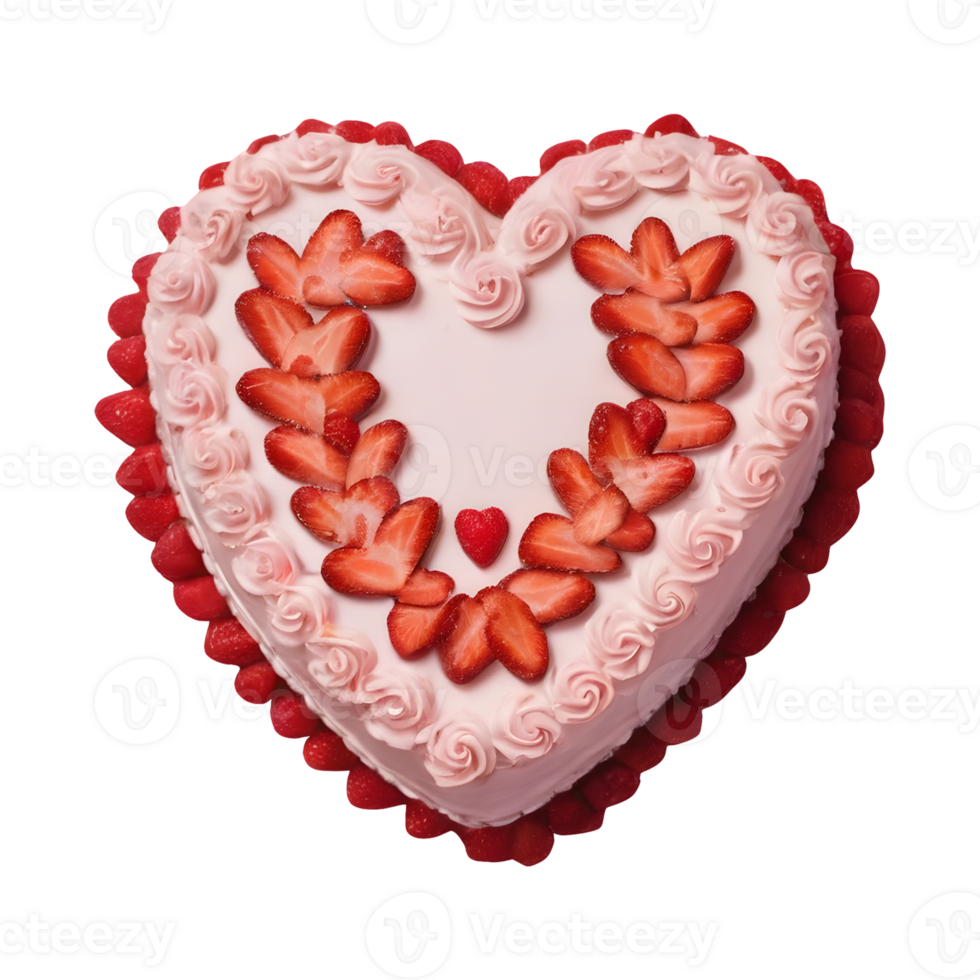AI generated Transparent background showcases isolated top view of heart shaped cake png
