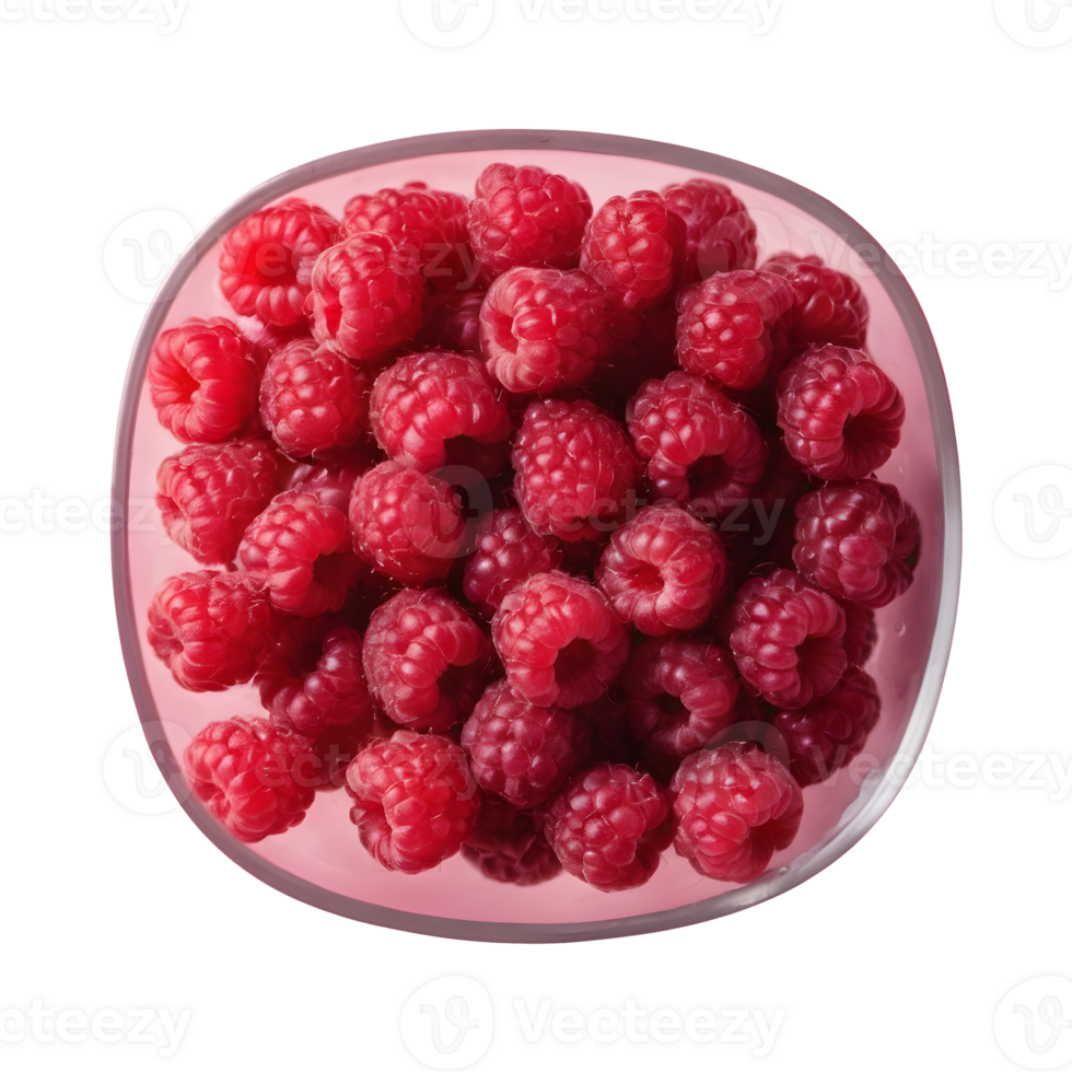 AI generated Red raspberries on a transparent background isolated png
