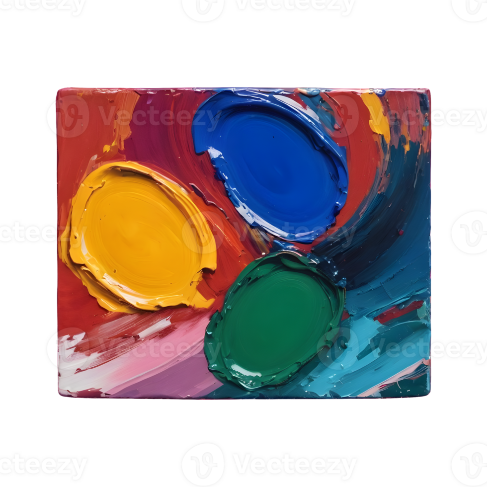 AI generated Vibrant brushstrokes with oil paint on a blank palette isolated png