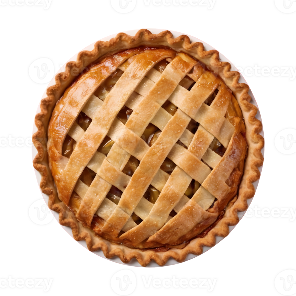 AI generated Transparent background surrounds sweet round apple pie isolated png