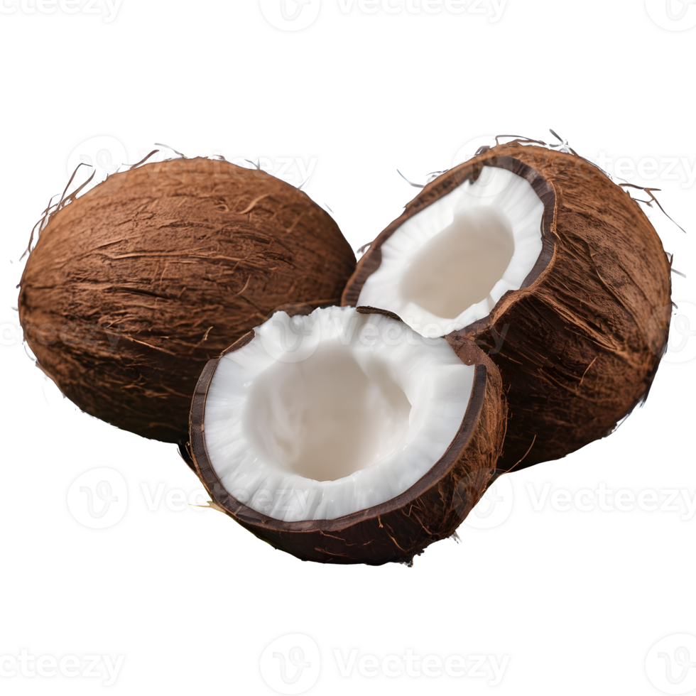 AI generated Fresh coconut and milk on a transparent background isolated png