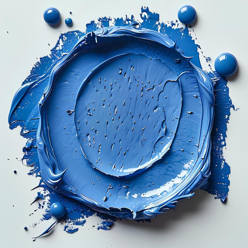 AI generated Blue paint splash on white background top view. blue paint explosion all over white background flat lay. blue color splatter photo