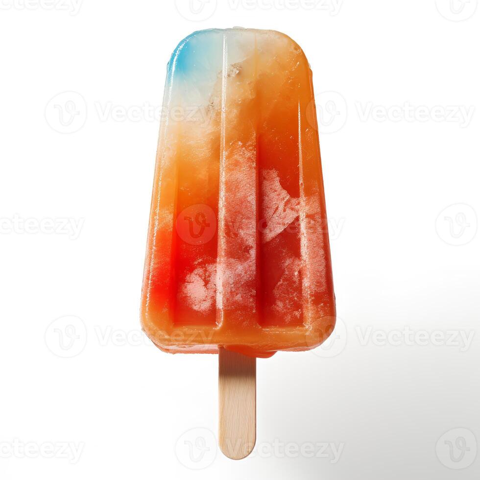 AI generated Fruit popsicle isolated on white background with shadow photo