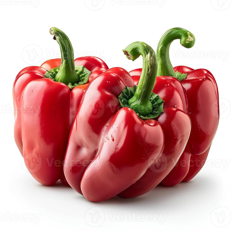 AI generated Red bell pepper isolated on white shadow with background. Red bell pepper vegetable isolated photo