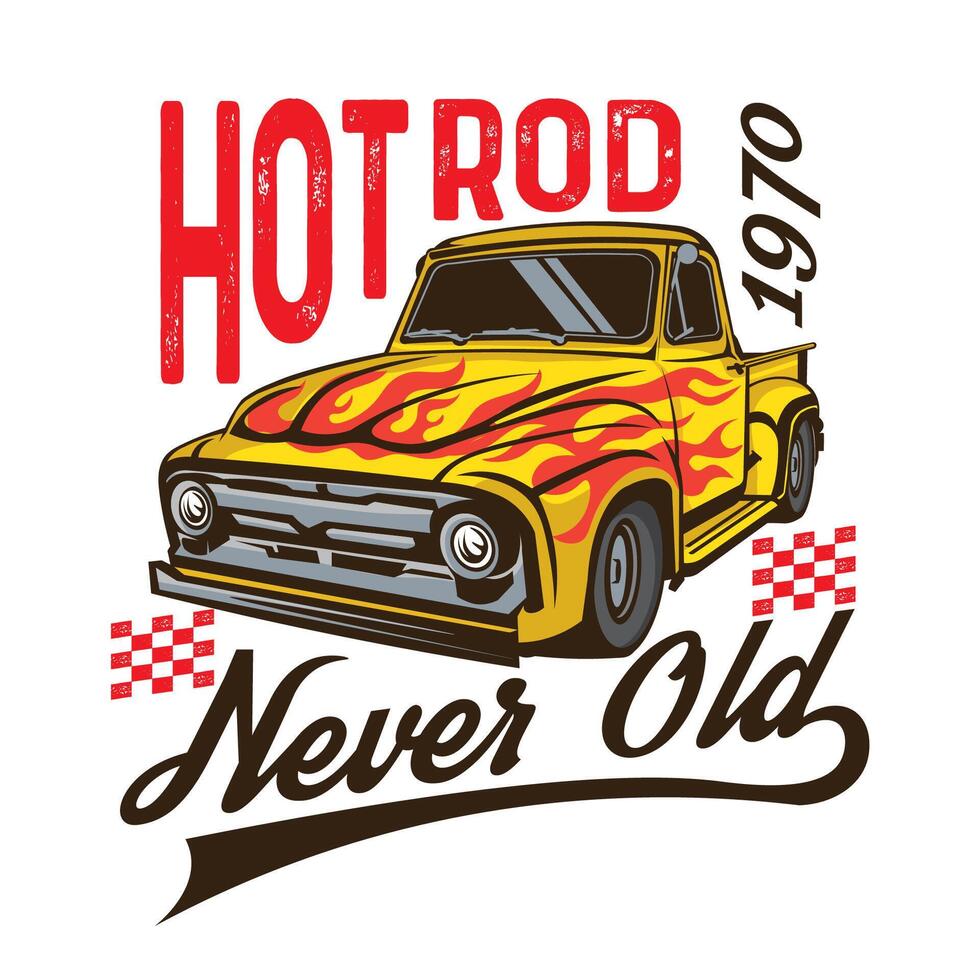 Hot Rod Classic car vector illustration in retro vintage style, perfect for t shirt design