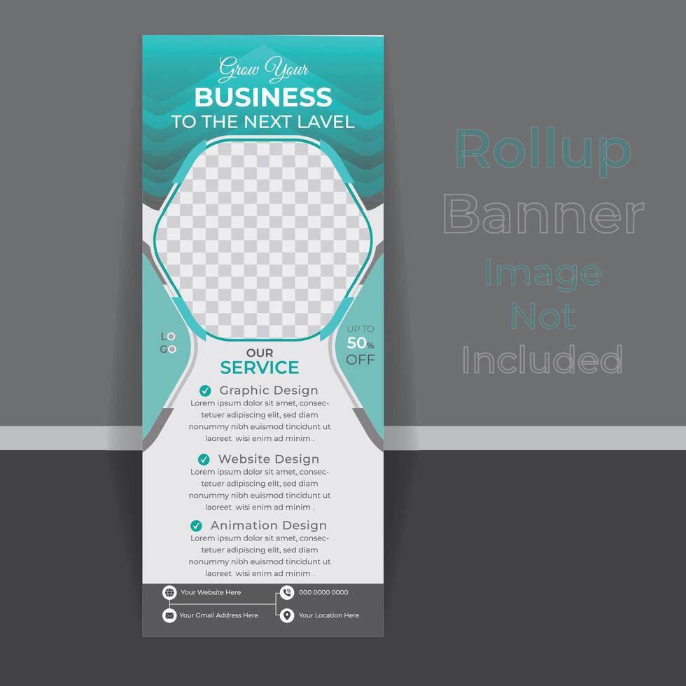 Modern standee roll up banner design, Presentation. x-stand, x-banner, Grow your business. vector