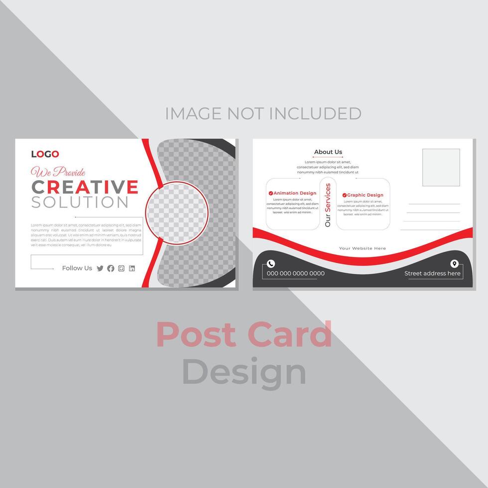 Creative Post Card Design, Vector illustration. design Template.