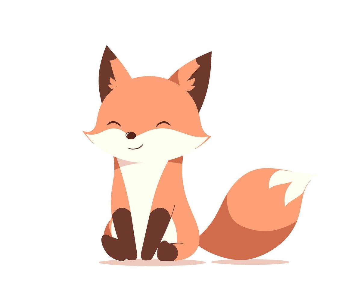 AI generated A friendly cartoon fox sitting with a smile. Charming wild predator. Flat vector illustration.