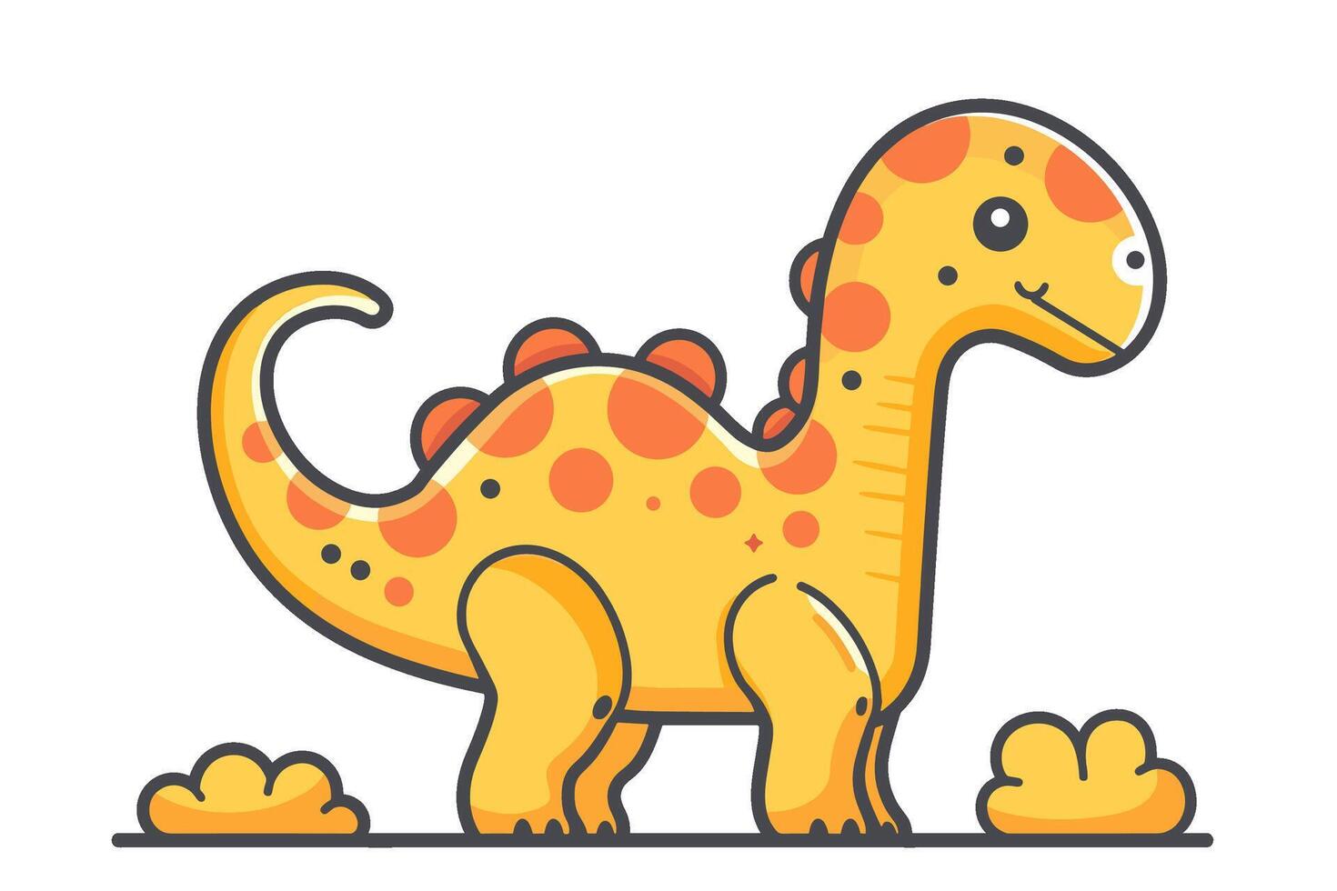 ai generado linda pequeño amarillo dinosaurio plano vector ilustración.