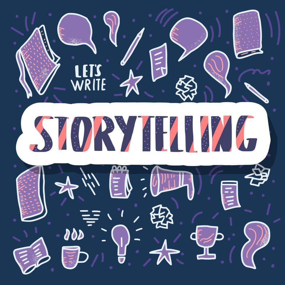 Storytelling handwritten vector lettering.