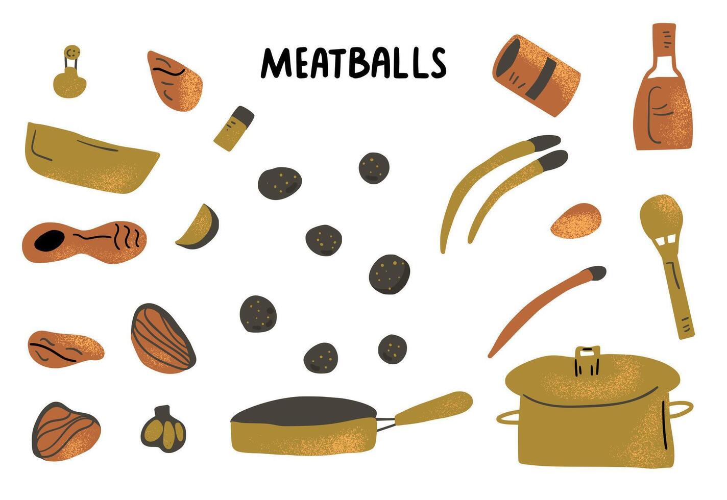 Meatballs recipe with ingredients. Vector design.