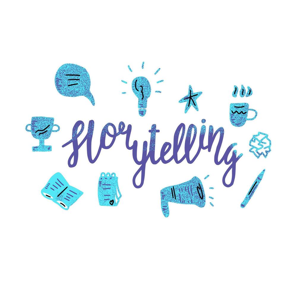 Storytelling handwritten vector lettering.