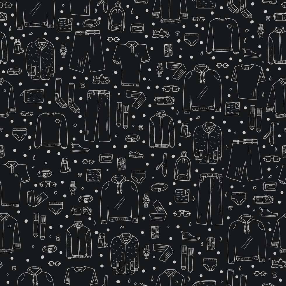 Seamless pattern of  men clothes and accessories. vector