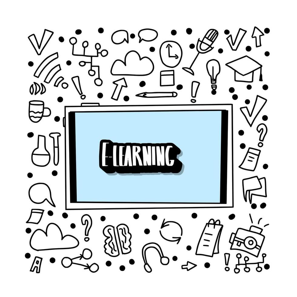 E-learning concept quote. Vector design set.