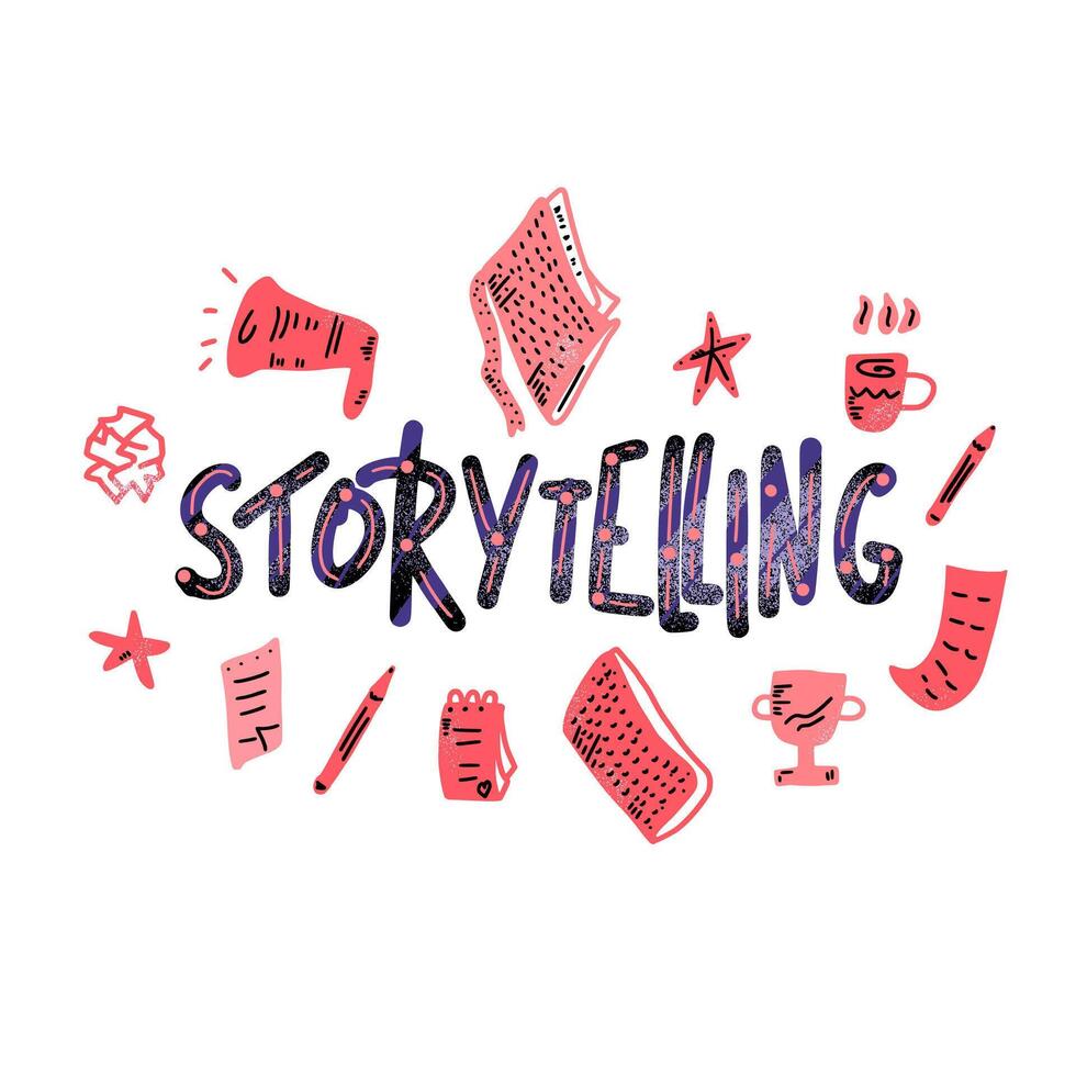 Storytelling handwritten vector lettering.