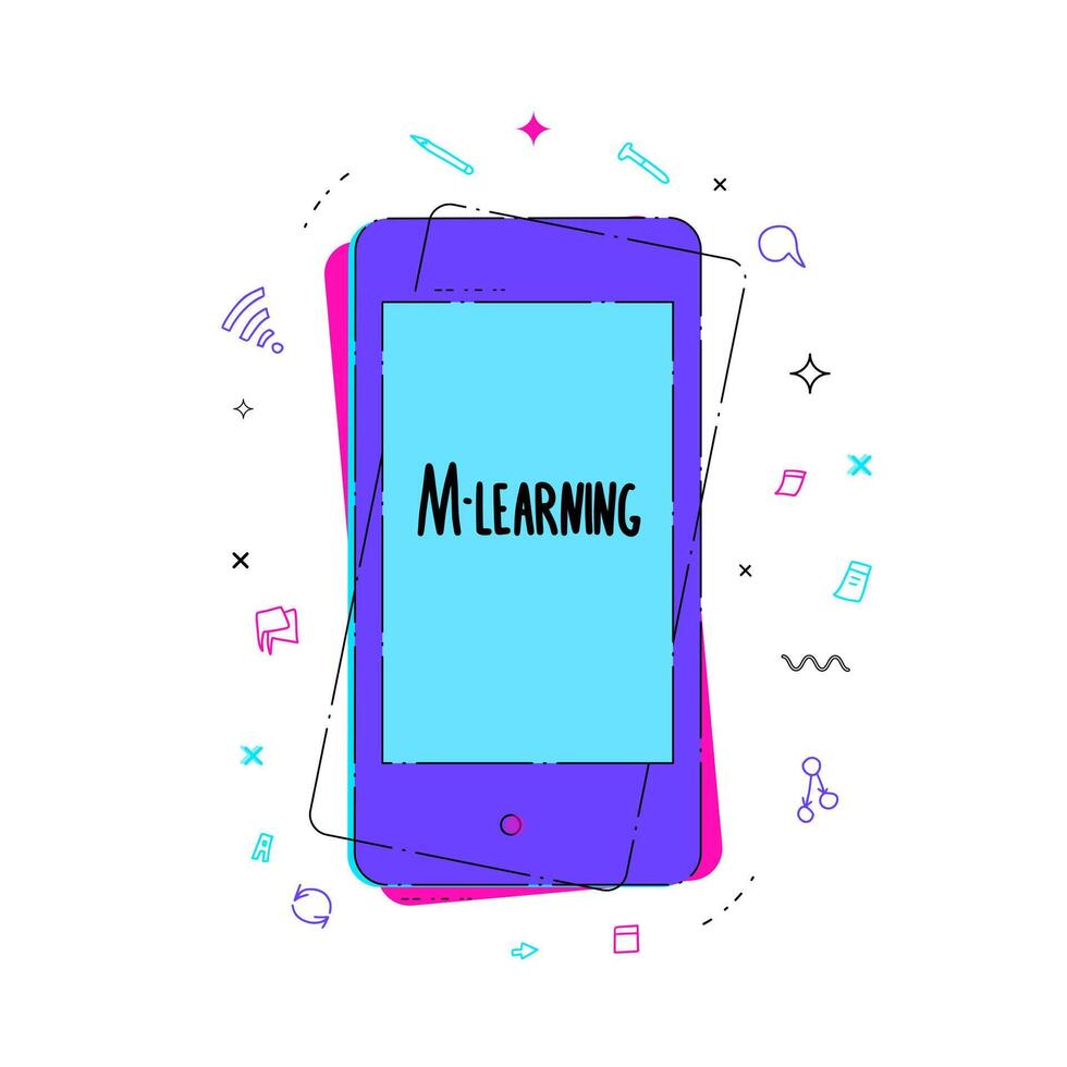 M-learning concept quote. Vector design set.