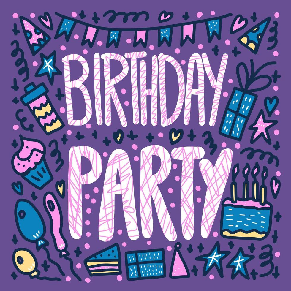 Birthday party poster. Vector concept design.
