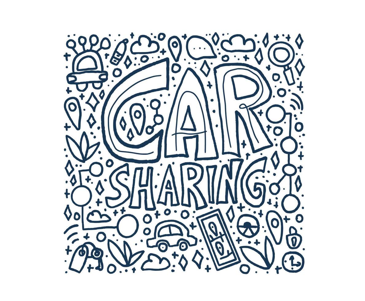 Car sharing concept. Vector flat illustration.