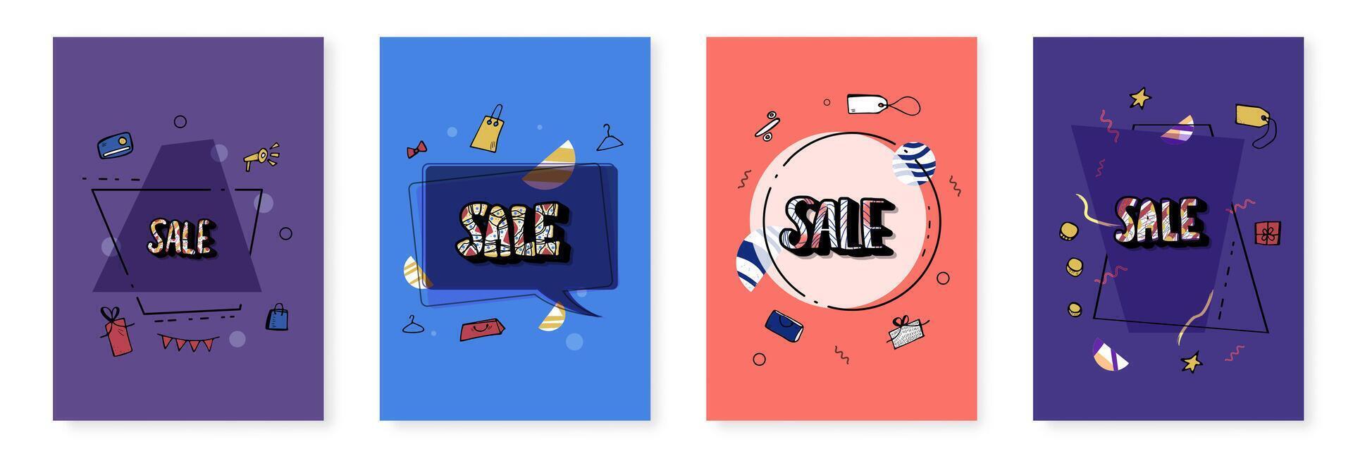 Sale banner template. Vector color illustration.