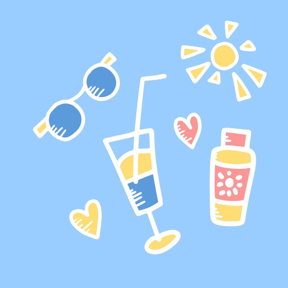 Set of travel doodle symbols in vector. vector