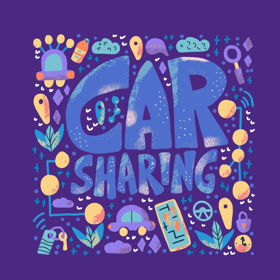 Car sharing concept. Vector flat illustration.