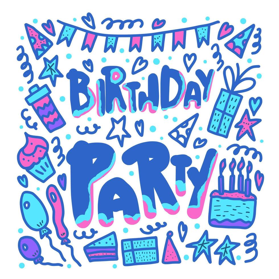 Birthday party poster. Vector concept design.