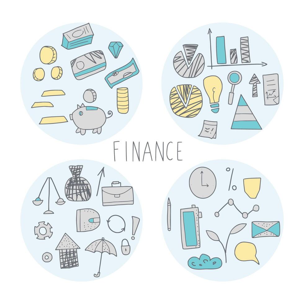 Set of finance elements. Vector illustration.
