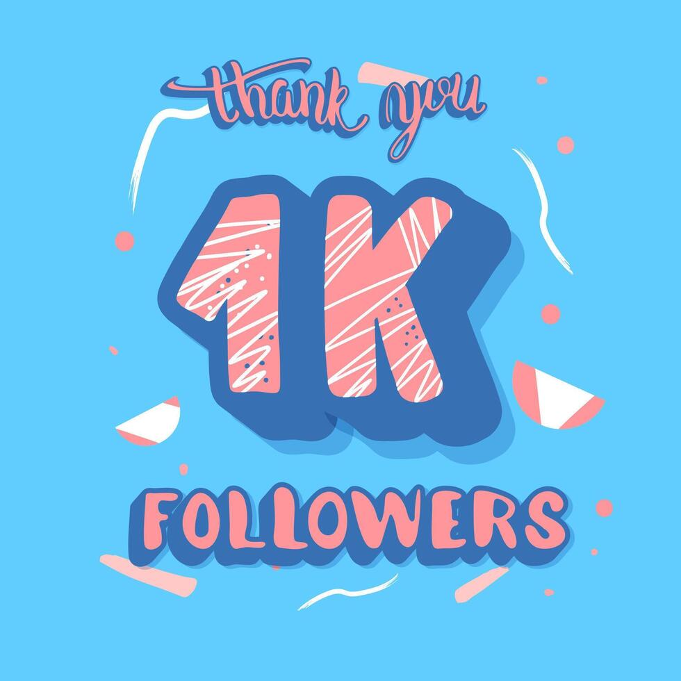 1k followers post. Vector template design.