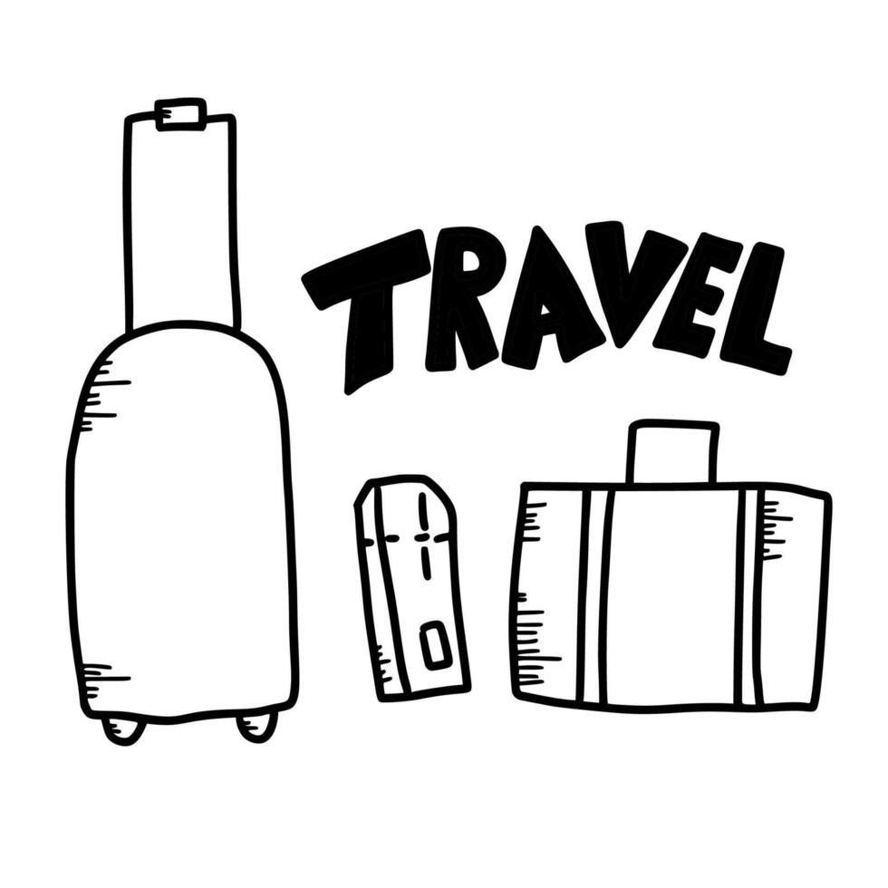 Set of travel doodle symbols in vector. vector