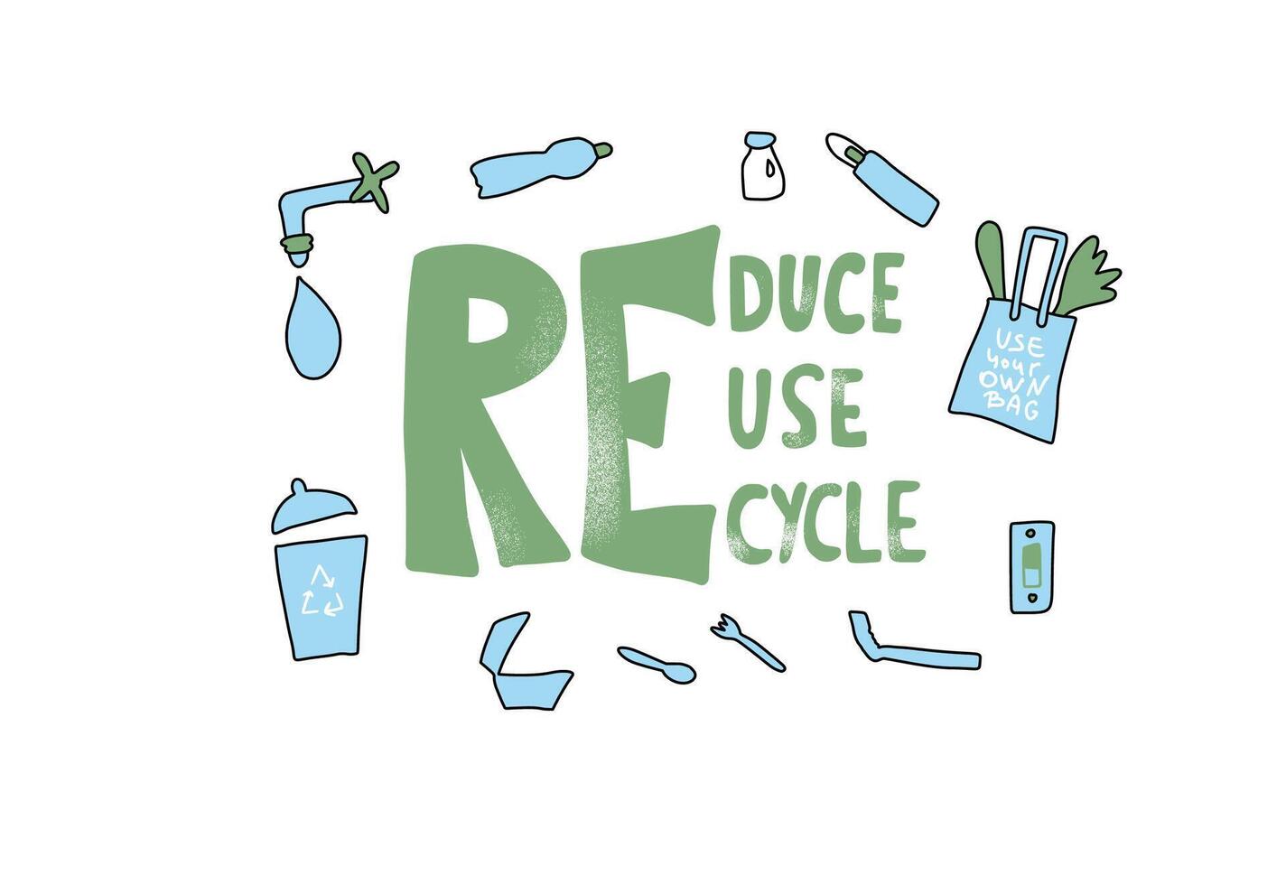Reduce Reuse Recycle concept. Vector design.