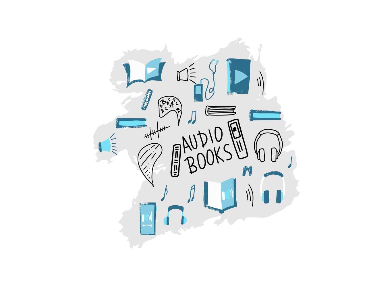 conjunto de audio libros simbolos vector ilustración.