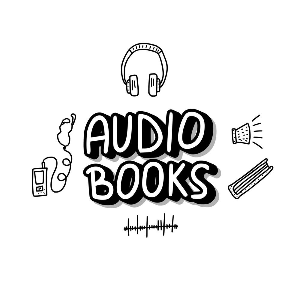Set of audio books symbols. Vector illustration.