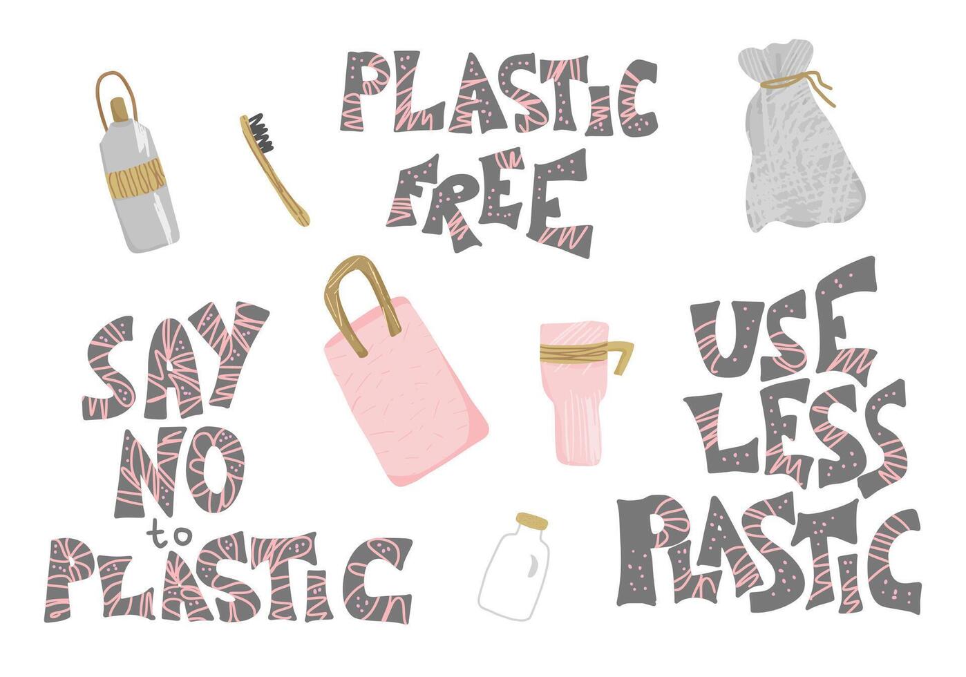 Plastic free vector concept with text and symbols.