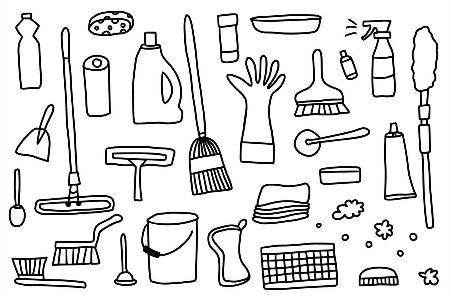 Cleaning tools. Vector set of cleaning equipment.