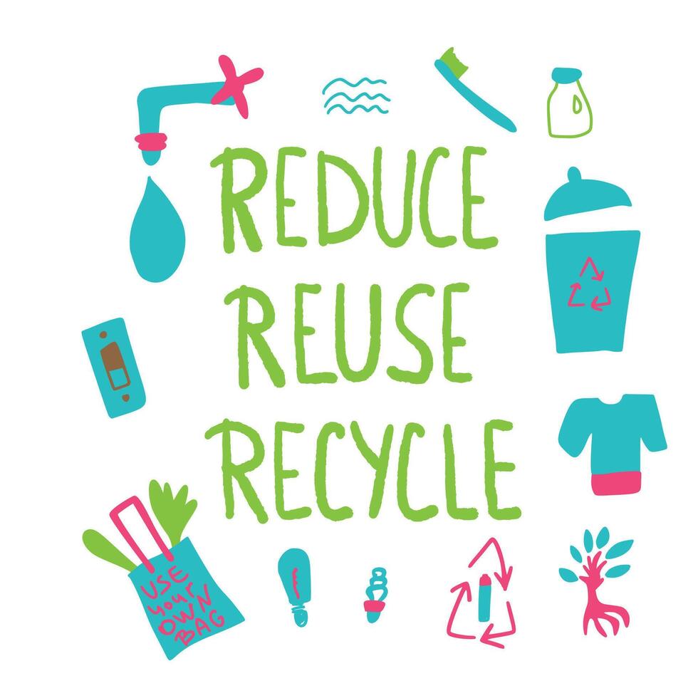 Reduce Reuse Recycle concept. Vector design.