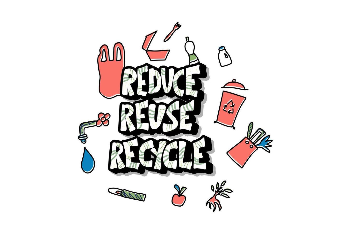 Reduce Reuse Recycle concept. Vector design.