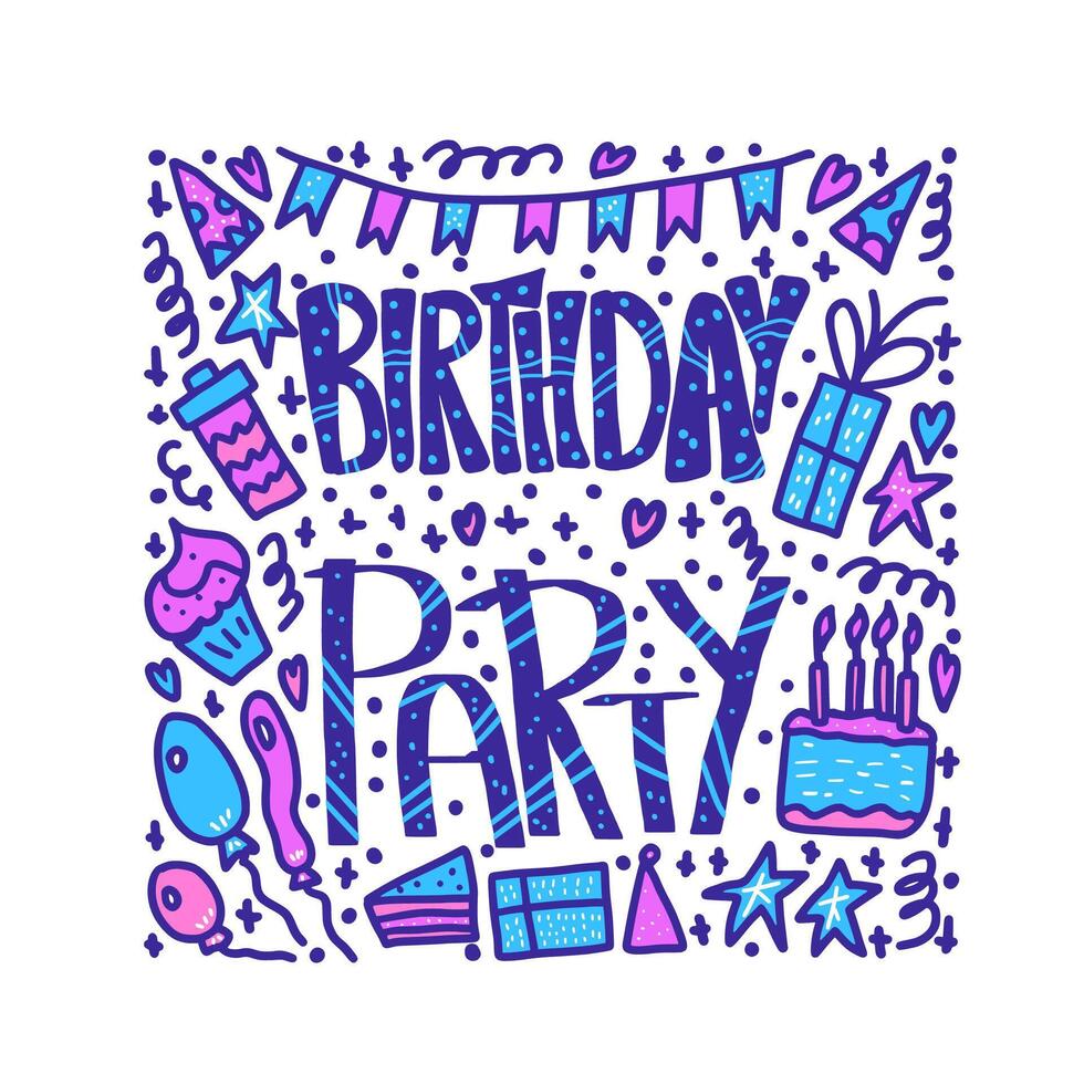 Birthday party poster. Vector concept design.