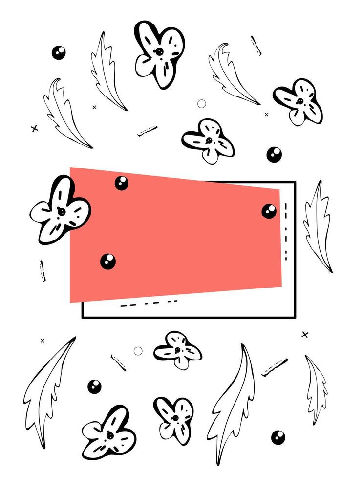 Vector banner template with geometric frame.