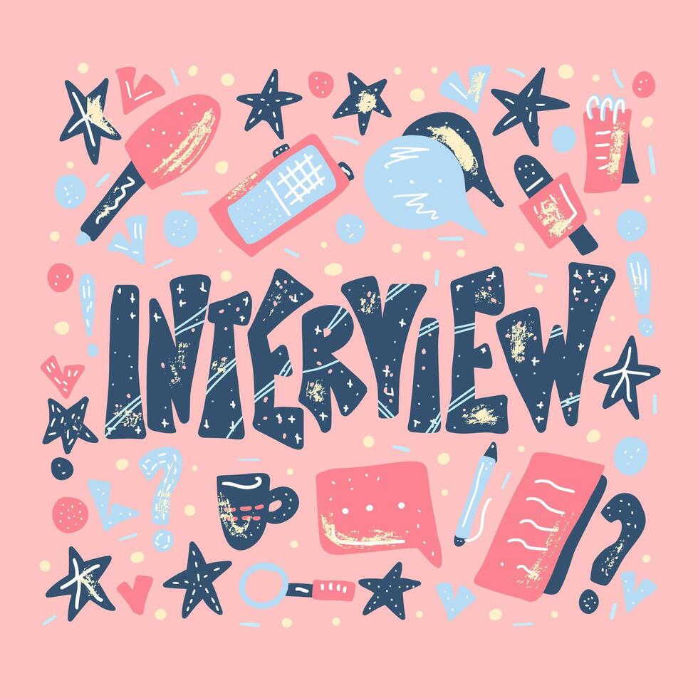 Interview design poster. Vector illustration.